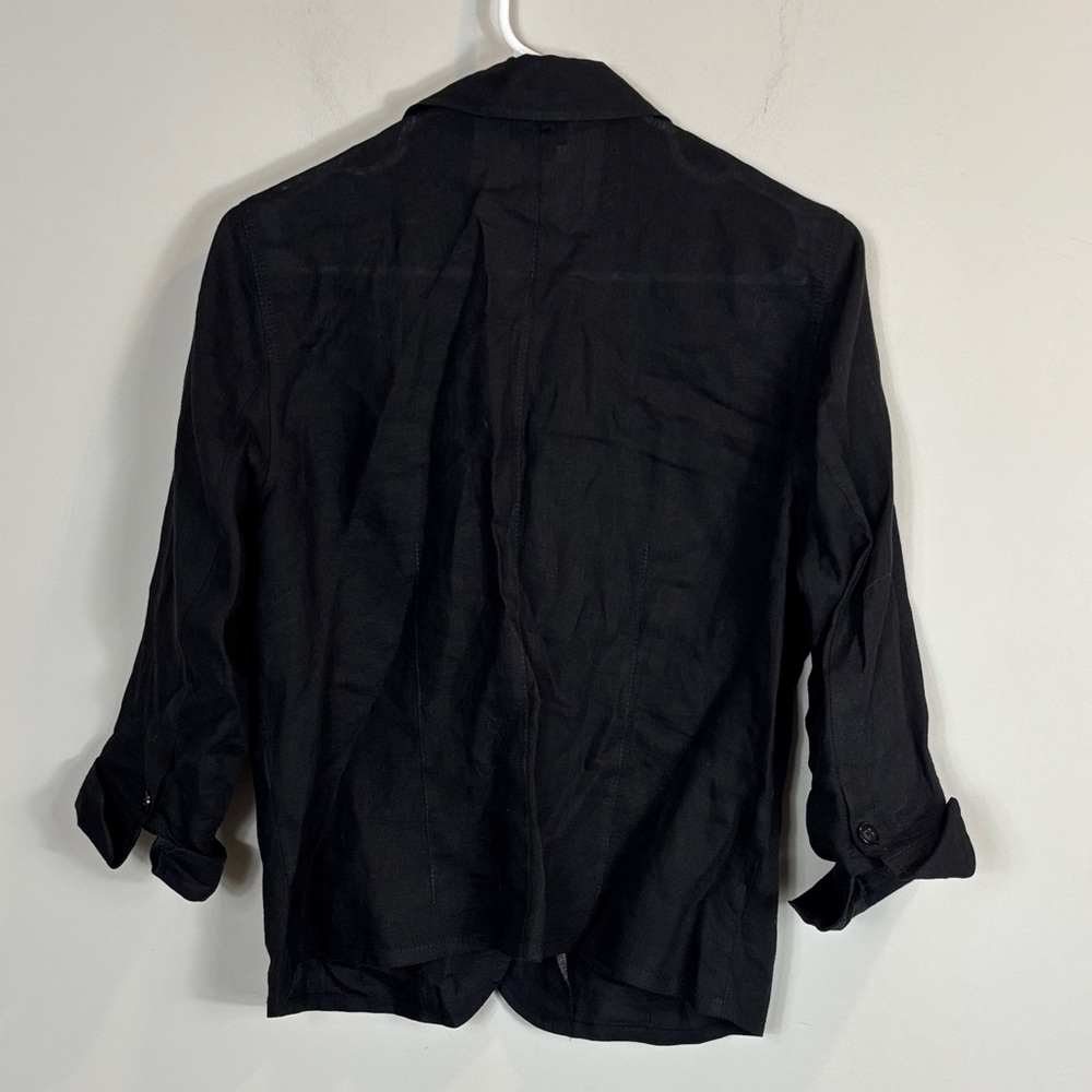 Talbots Irish Linen black Button-Up Blouse size 12 P - Picture 6 of 7